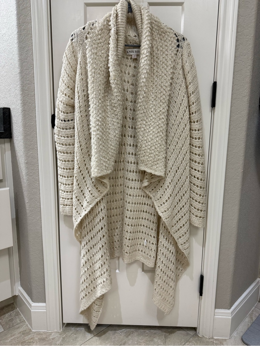 Knox Rose Cream Open-Front Crochet Drape Cardigan